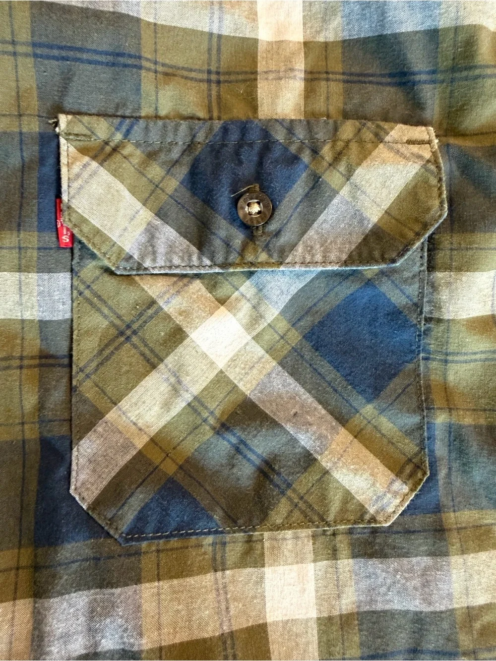 Levi's Blue and Olive Plaid Button-Down Shirt